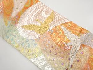 孔雀模様織出し袋帯